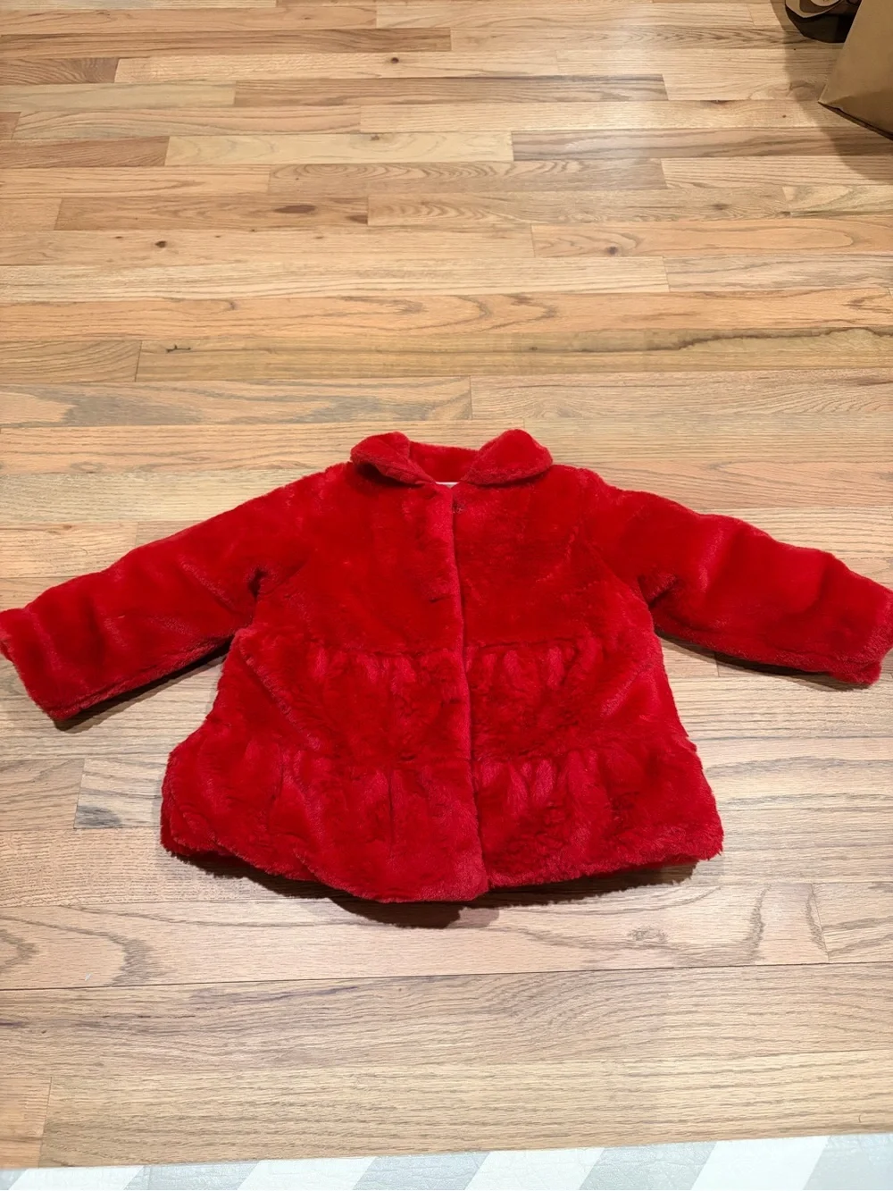 First Impressions toddler girl warm furry red coat